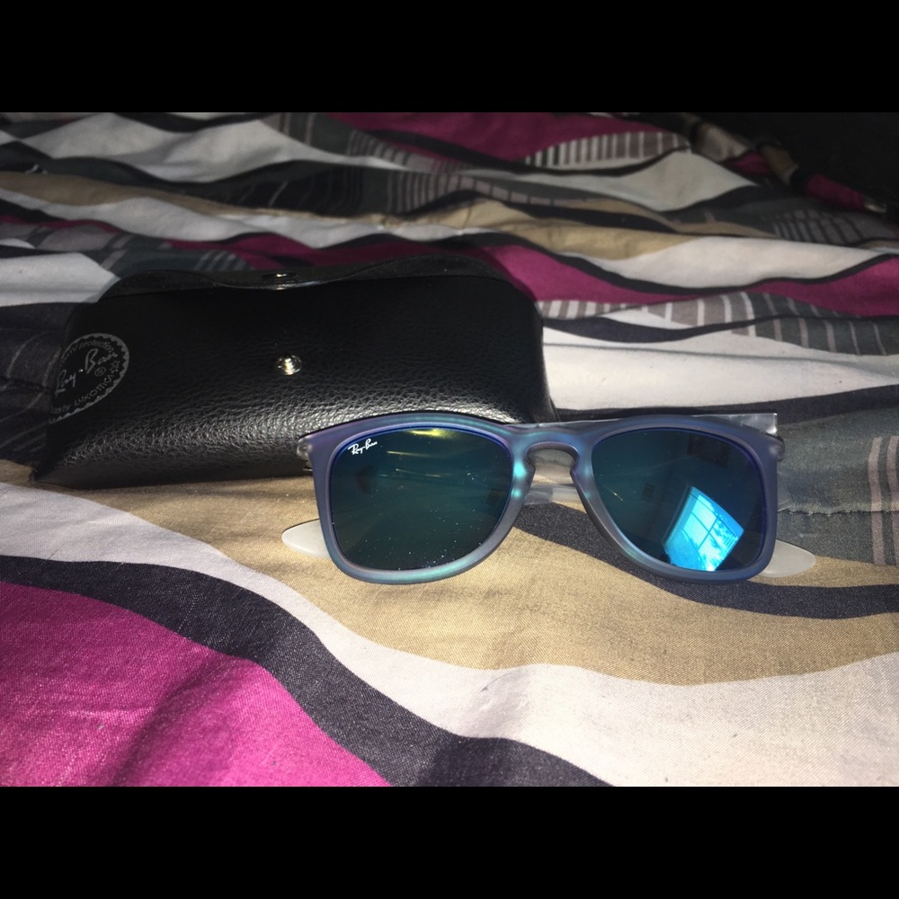 Blue tinted ray-ban sunglasses